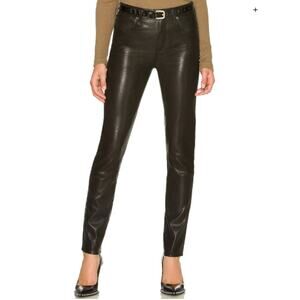 Citizens of Humanity Pants Womens 24 Skyla Cigarette Ankle Black Lamb Leather